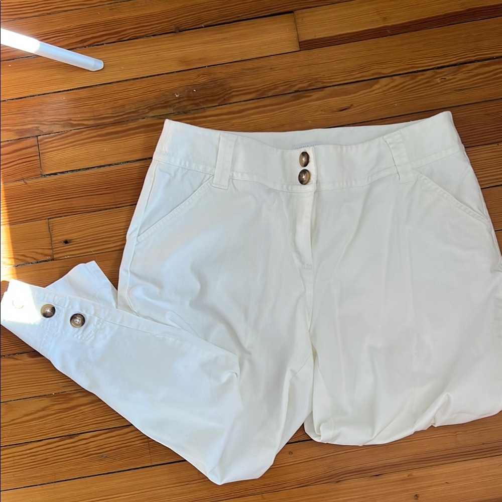 Stylish White Pants with Button Detail